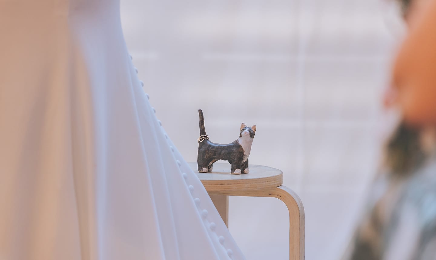 Ceramic cat figurine wedding detail at Arika and Madeline's Washington DC celebration
